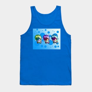 dark elf chibi sorcerers on a blue background Tank Top